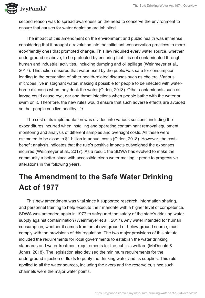The Safe Drinking Water Act 1974: Overview. Page 2