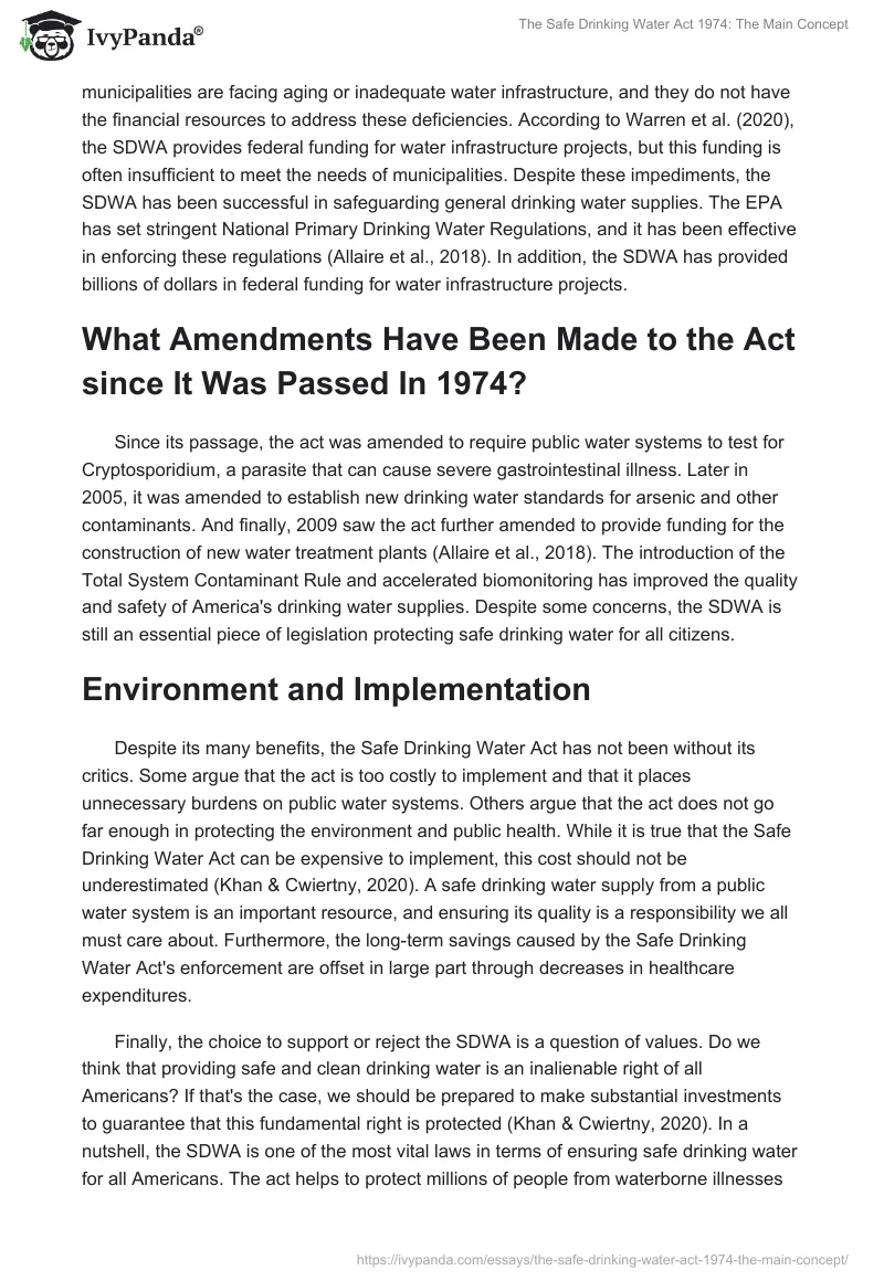 The Safe Drinking Water Act 1974: The Main Concept. Page 4