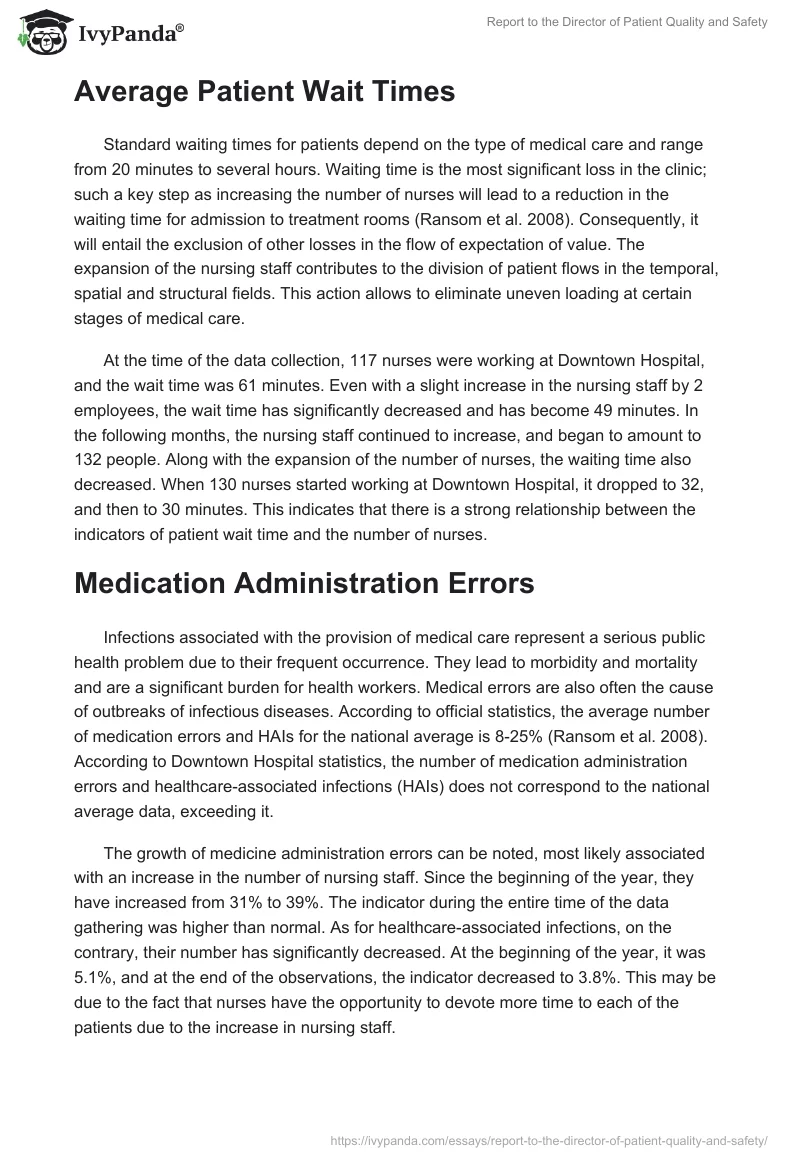 Report to the Director of Patient Quality and Safety. Page 2