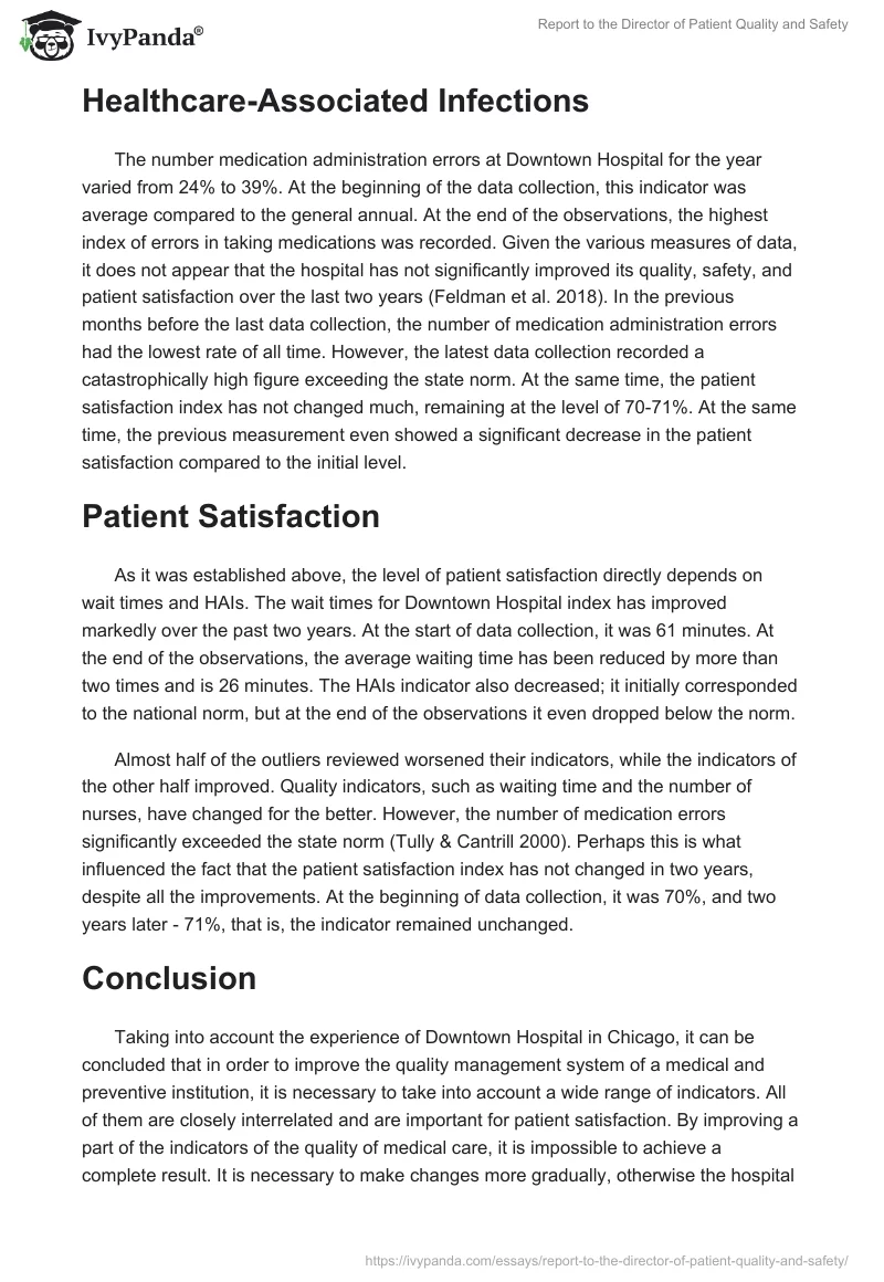 Report to the Director of Patient Quality and Safety. Page 3