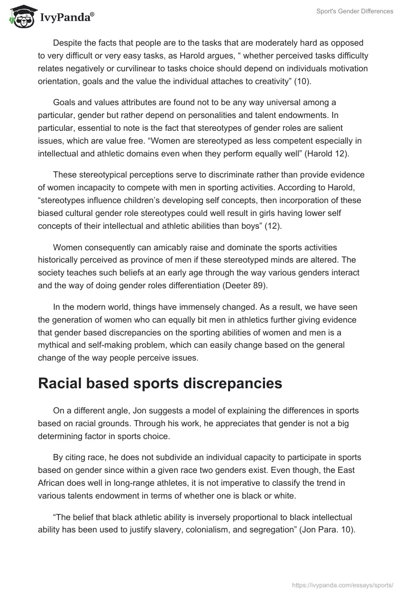 Sport's Gender Differences. Page 3