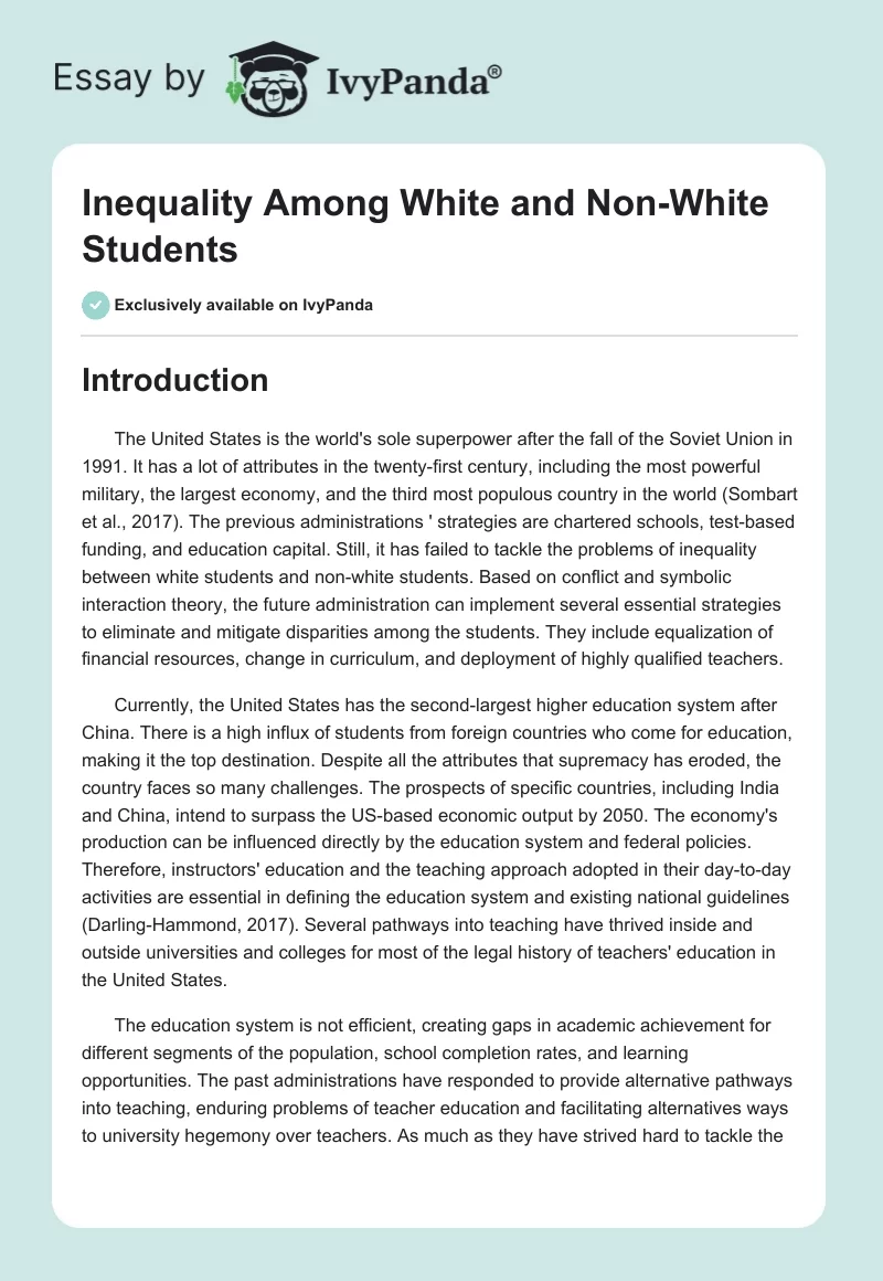 Inequality Among White and Non-White Students. Page 1
