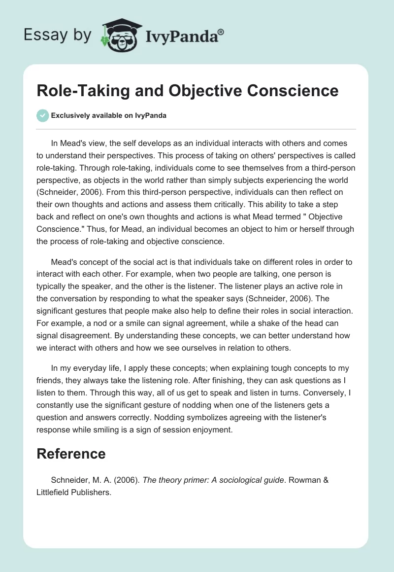 Role-Taking and Objective Conscience. Page 1