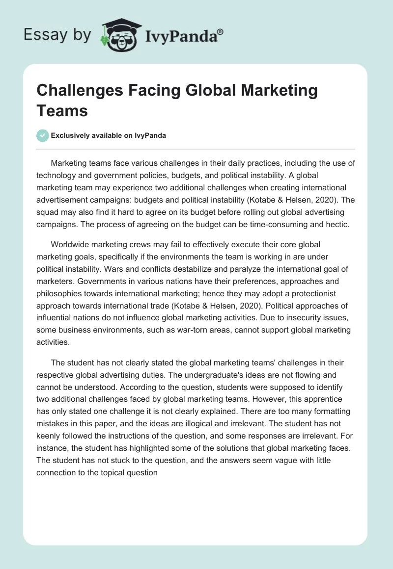 Challenges Facing Global Marketing Teams. Page 1