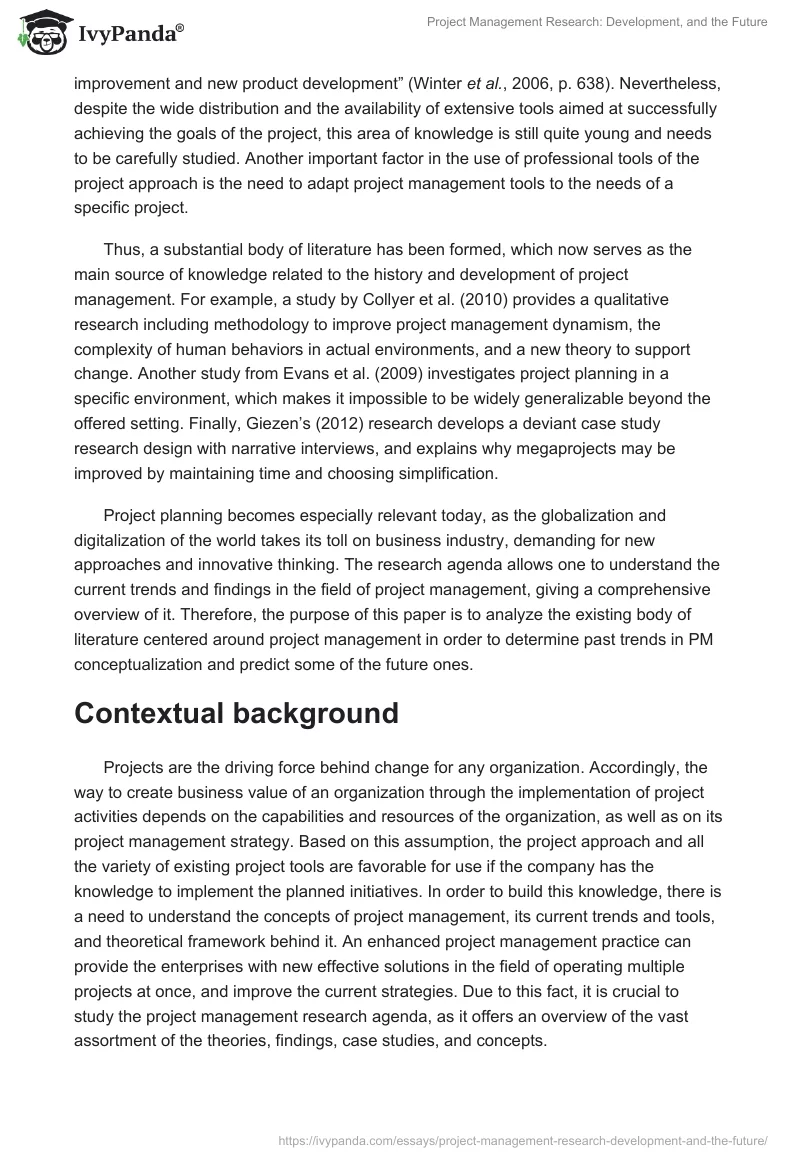 Project Management Research: Development, and the Future. Page 2