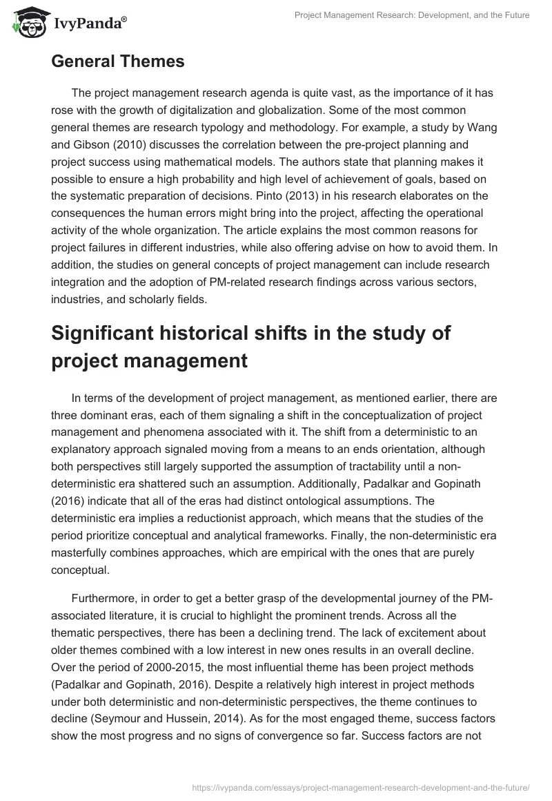 Project Management Research: Development, and the Future. Page 5