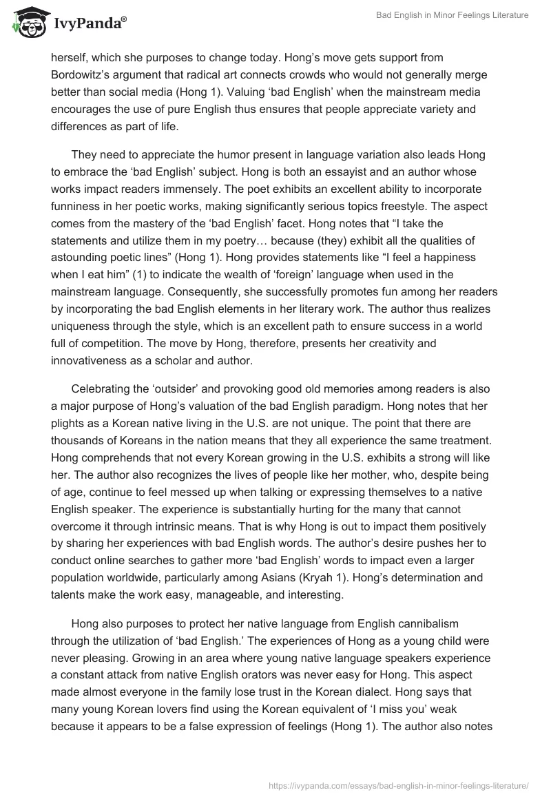 "Bad English" in "Minor Feelings" Literature. Page 2