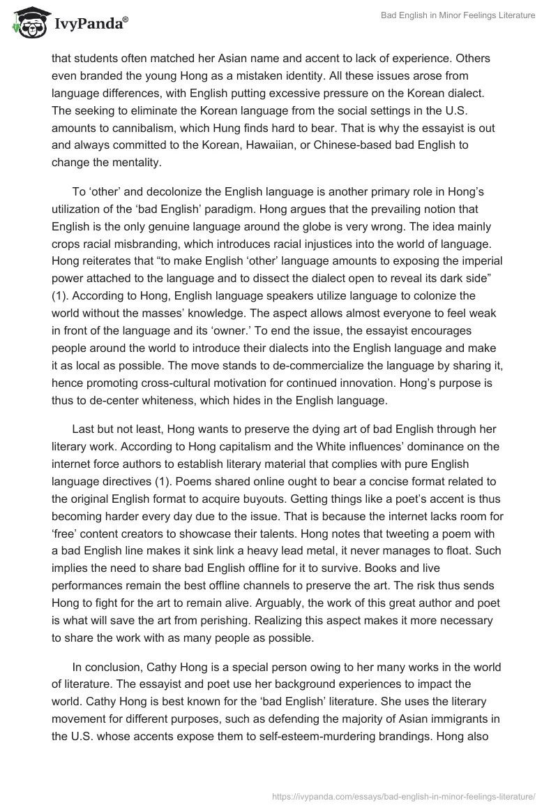 "Bad English" in "Minor Feelings" Literature. Page 3