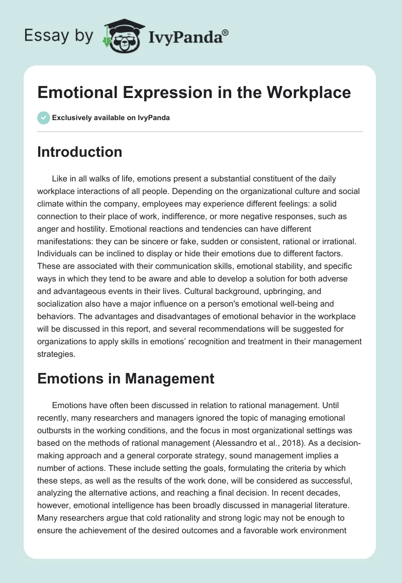 Emotional Expression in the Workplace. Page 1