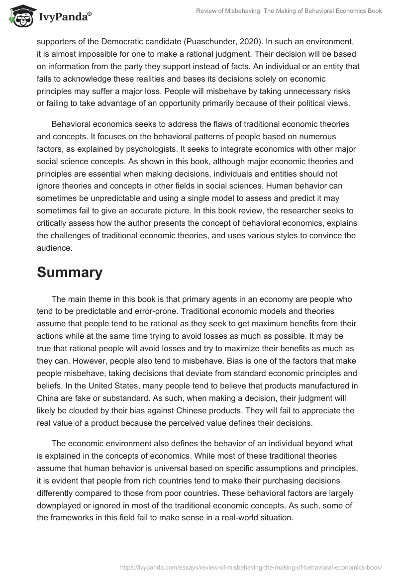 Review of "Misbehaving: The Making of Behavioral Economics" Book. Page 2