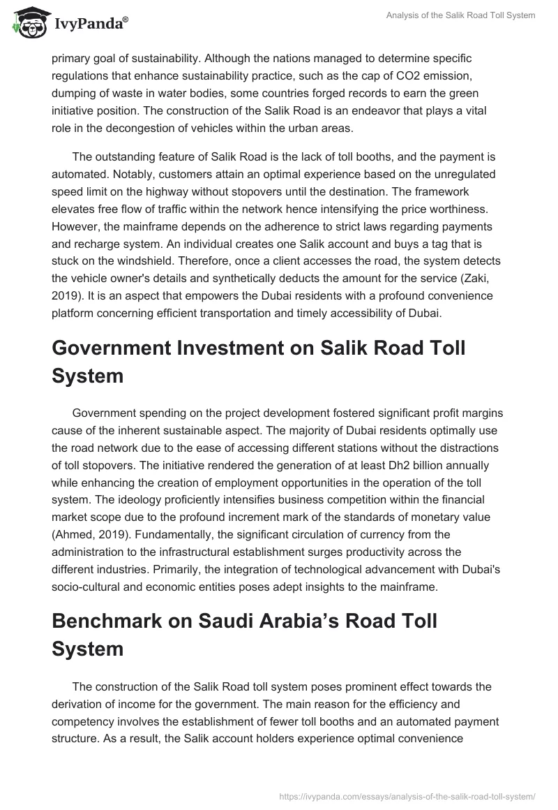 Analysis of the Salik Road Toll System. Page 2