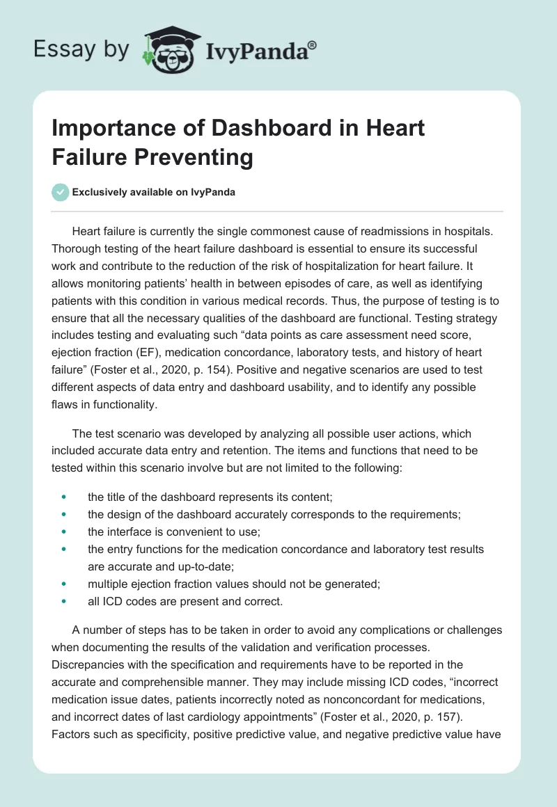 Importance of Dashboard in Heart Failure Preventing. Page 1