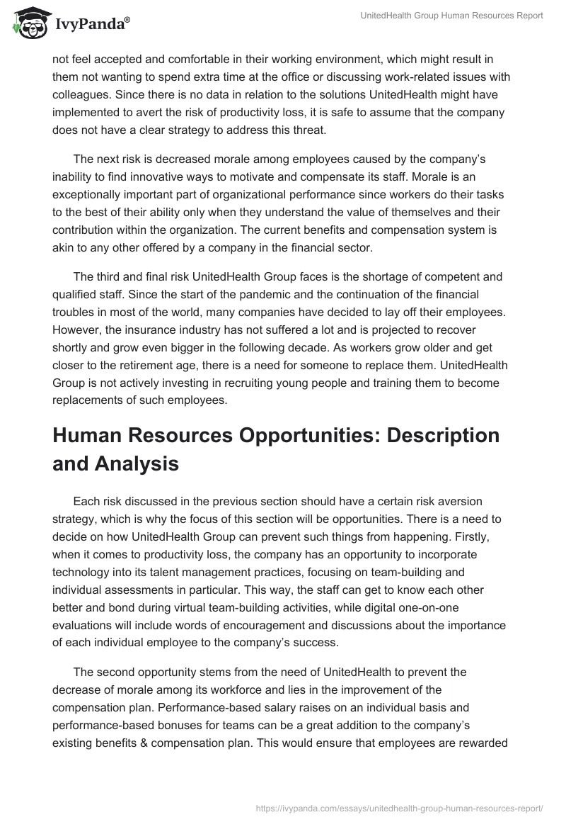 UnitedHealth Group Human Resources Report. Page 5