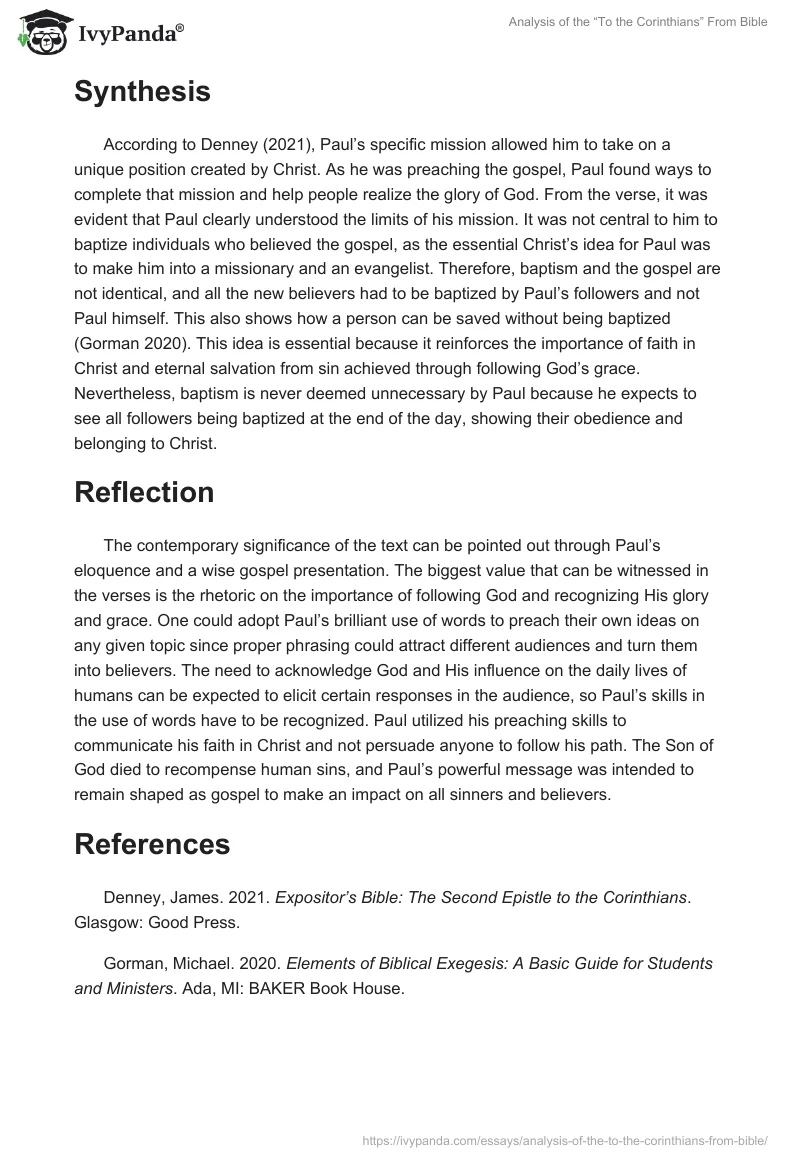 Analysis of the “To the Corinthians” From Bible. Page 3