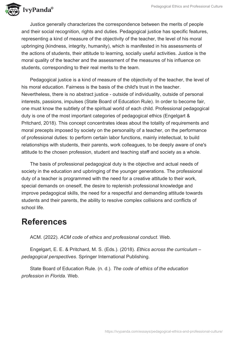 Pedagogical Ethics and Professional Culture. Page 2