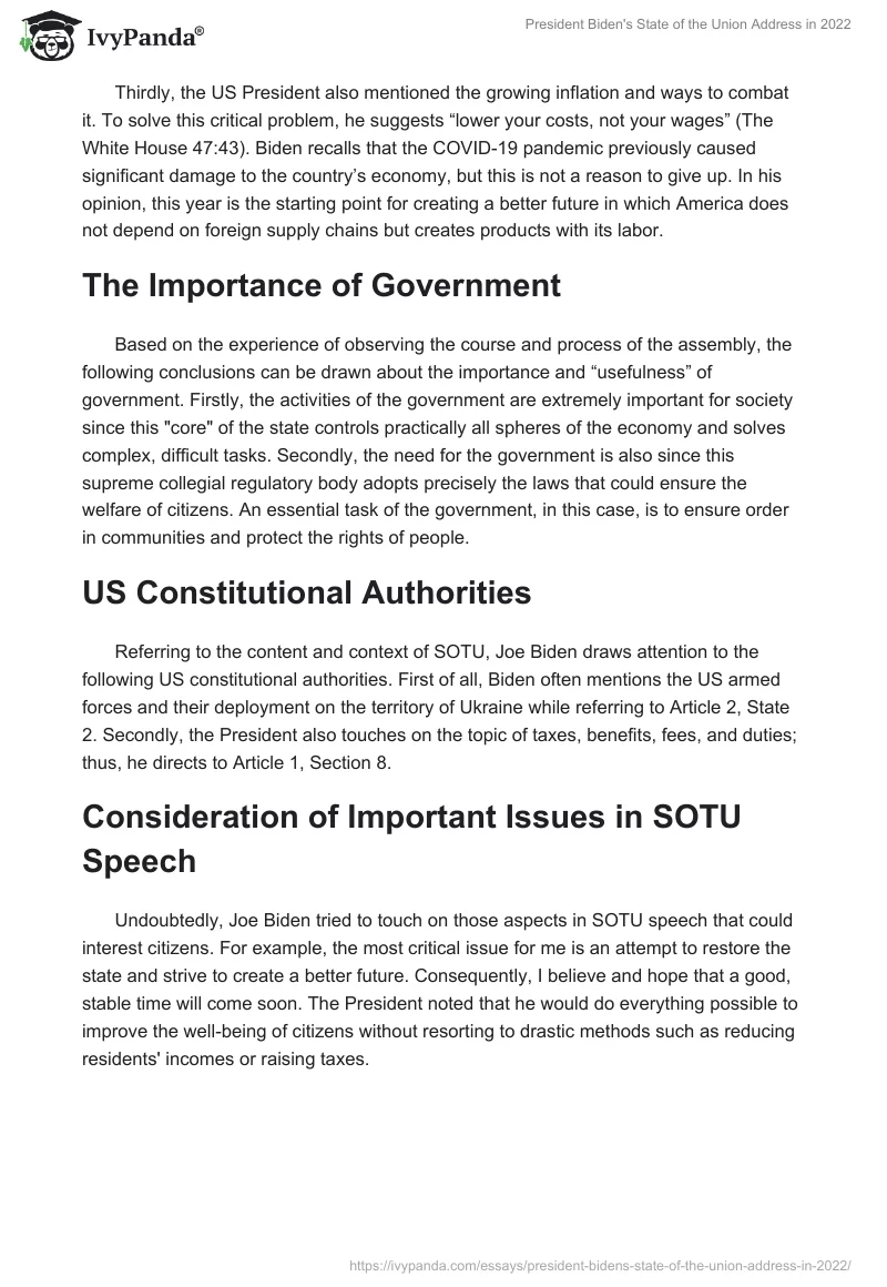 President Biden's State of the Union Address in 2022. Page 2