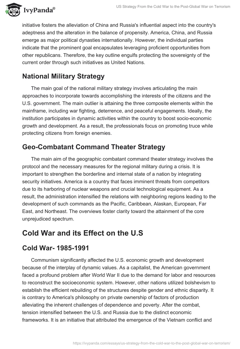US Strategy From the Cold War to the Post-Global War on Terrorism. Page 5