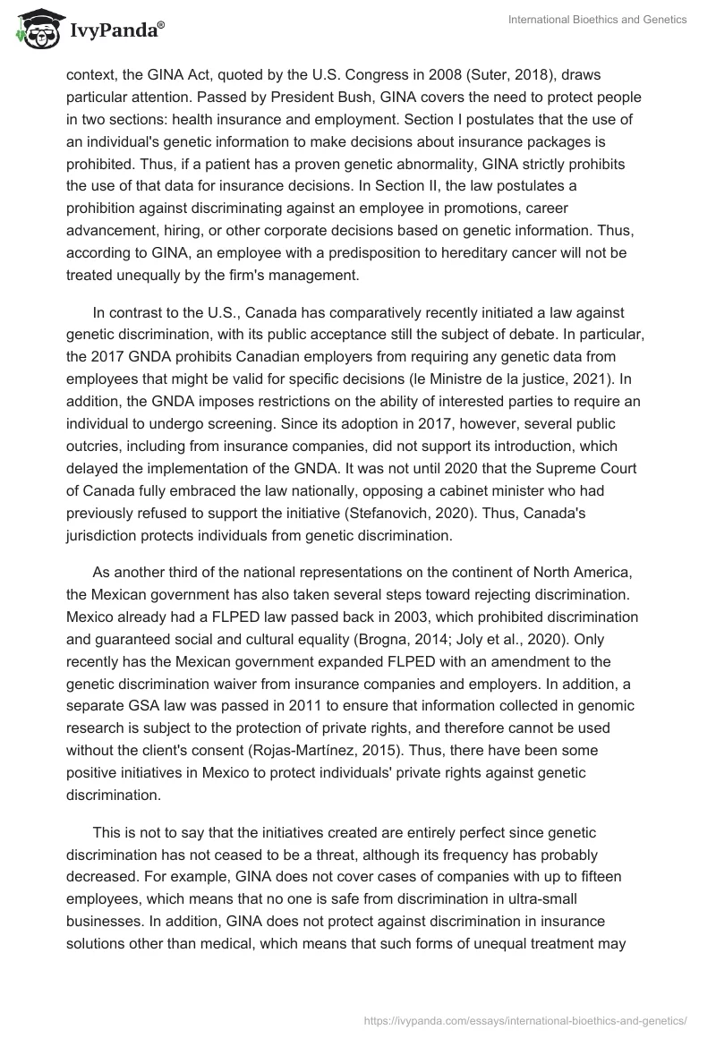 International Bioethics and Genetics. Page 3