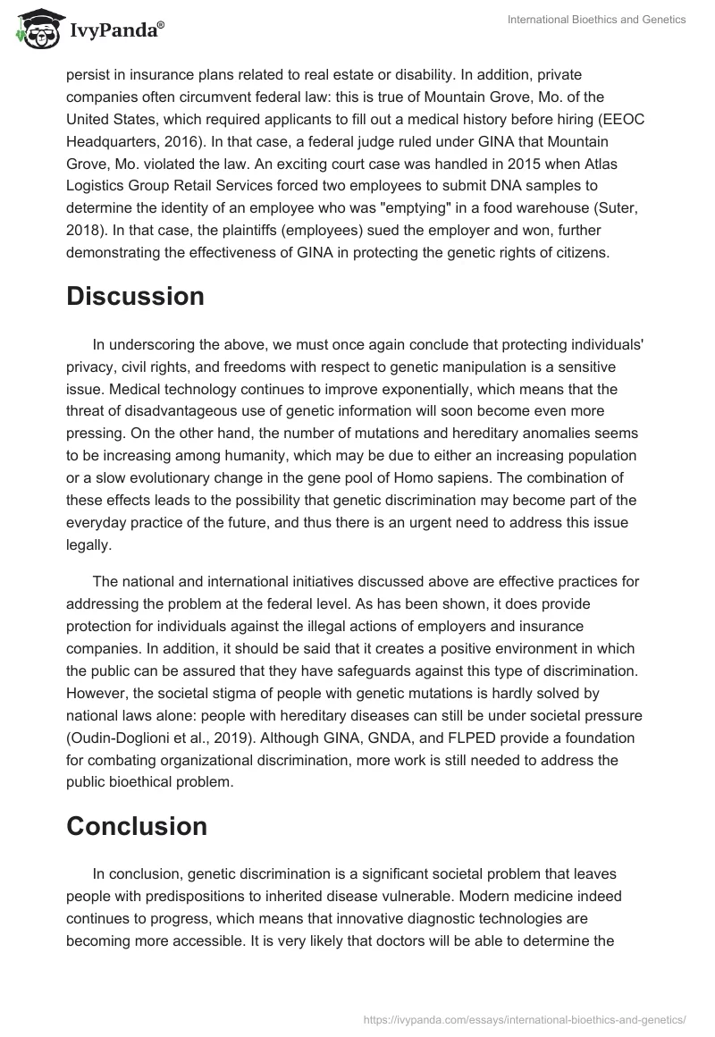International Bioethics and Genetics. Page 4