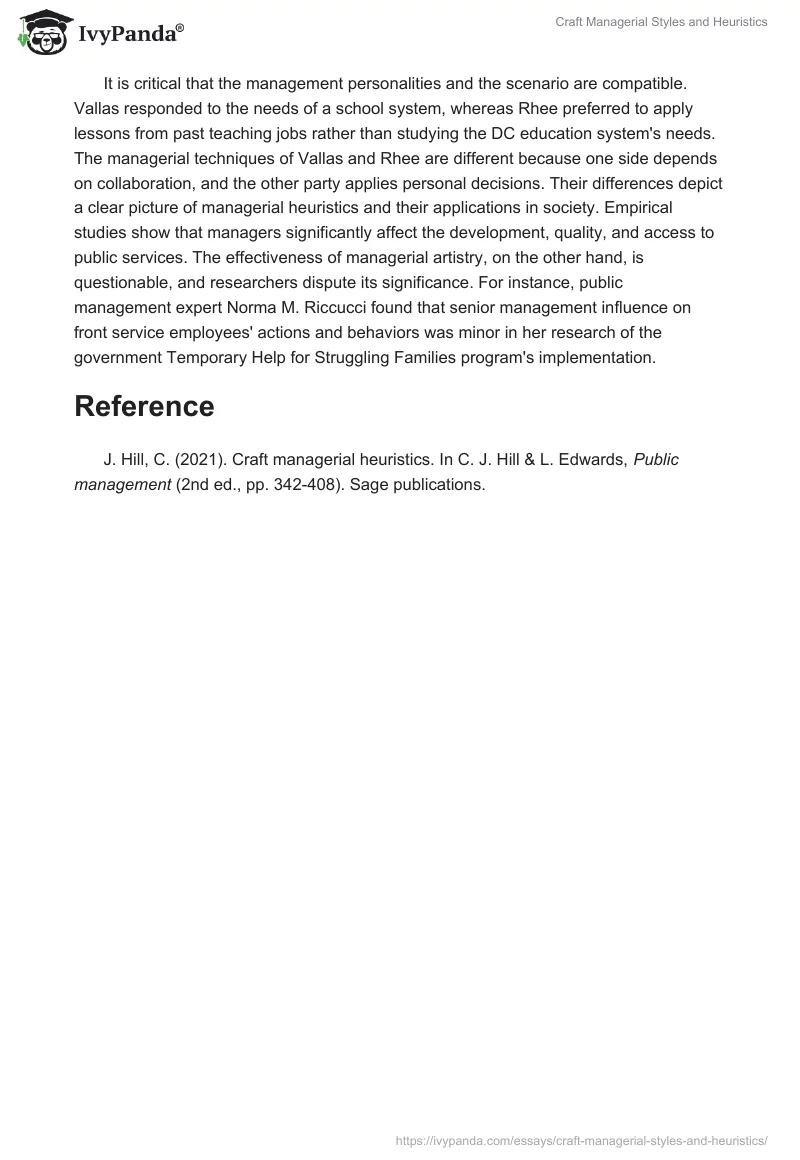 Craft Managerial Styles and Heuristics. Page 4