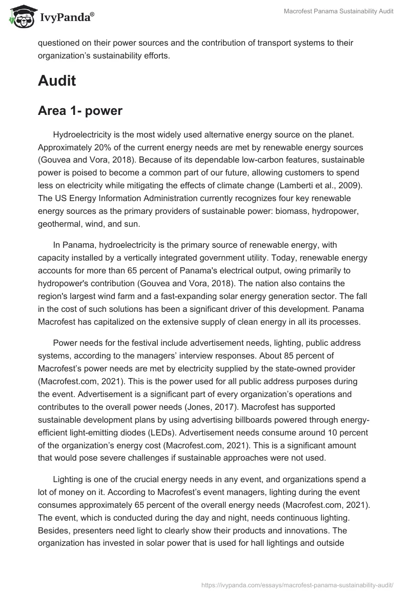Macrofest Panama Sustainability Audit. Page 3