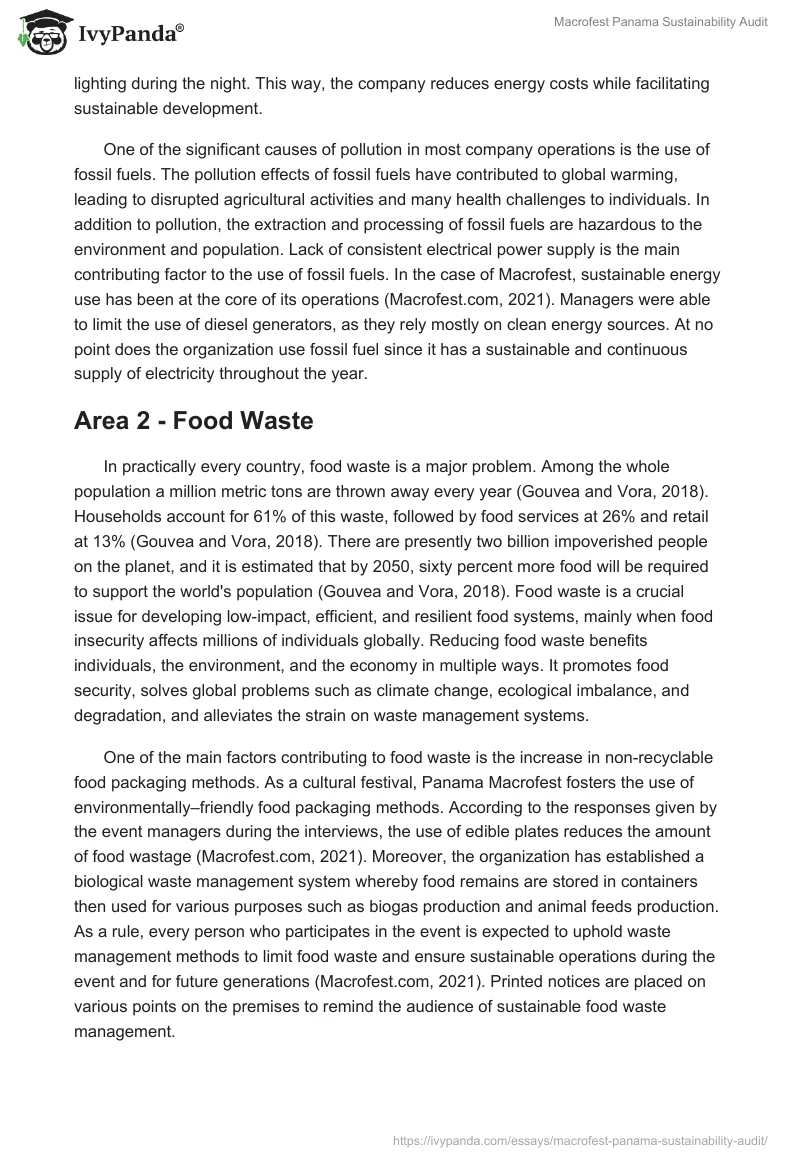 Macrofest Panama Sustainability Audit. Page 4