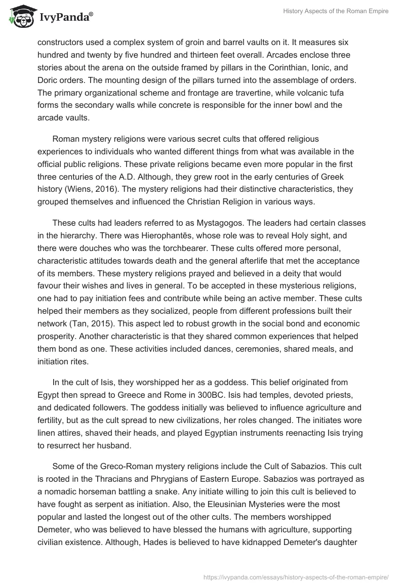 History Aspects of the Roman Empire. Page 2