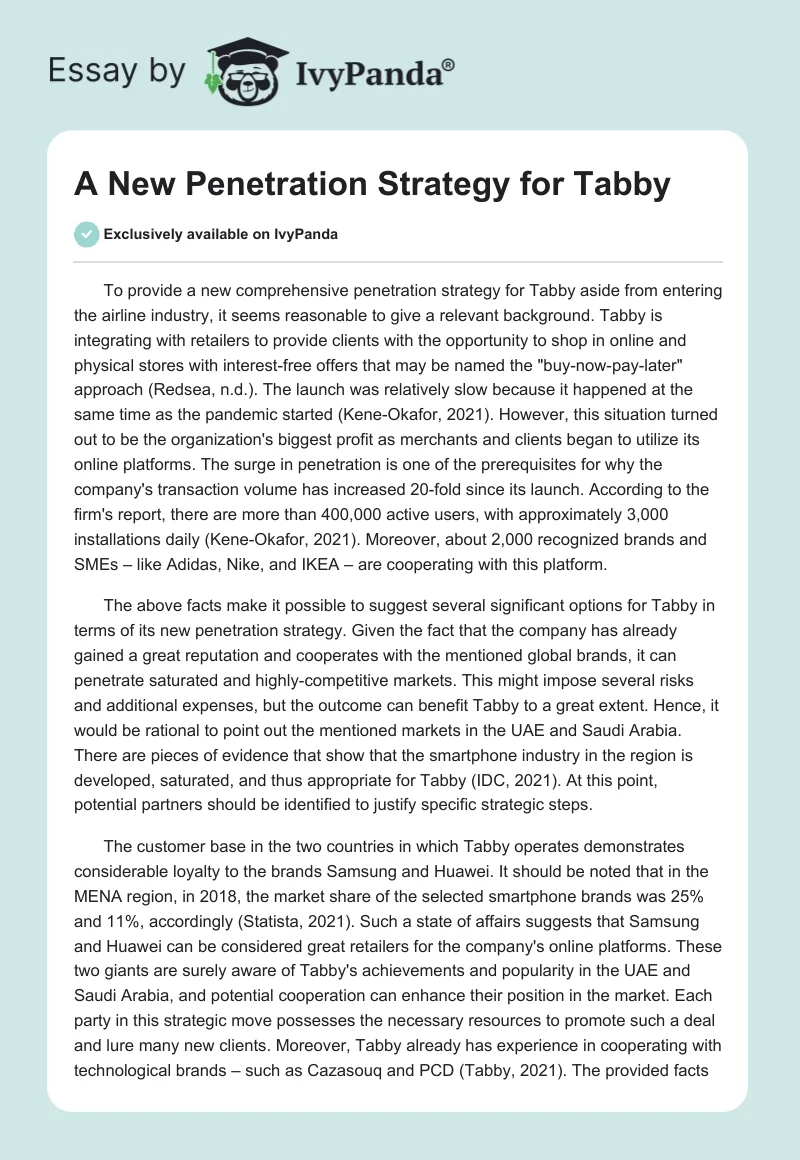 A New Penetration Strategy for Tabby. Page 1