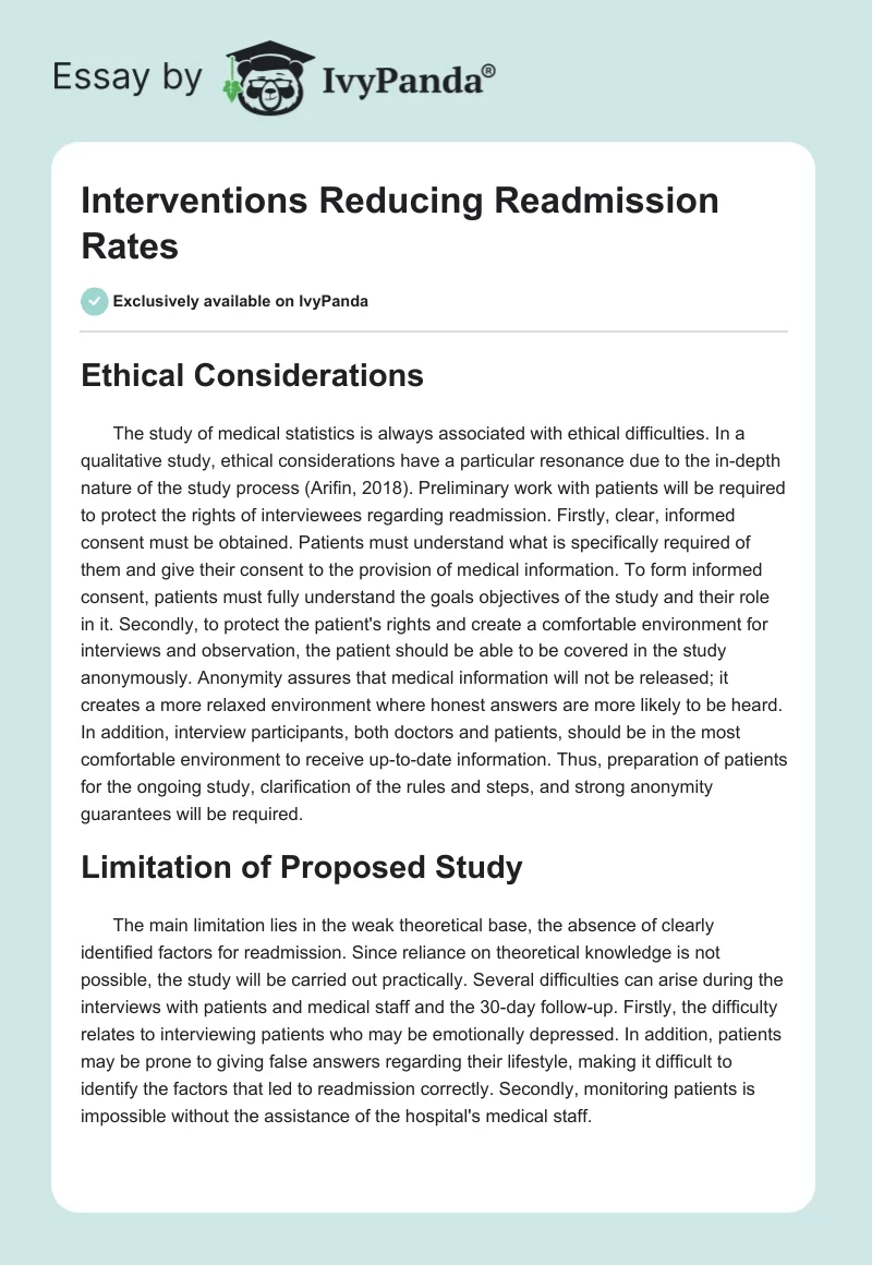Interventions Reducing Readmission Rates. Page 1