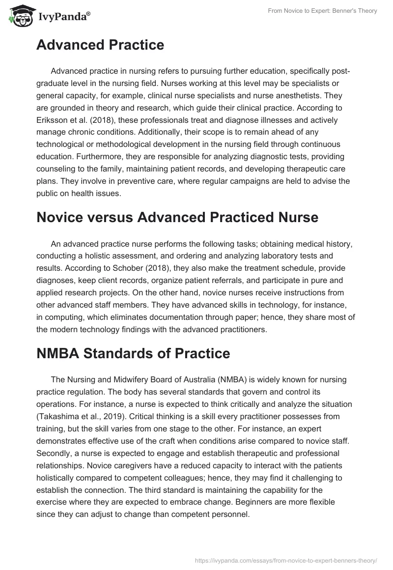 From Novice to Expert: Benner's Theory. Page 3