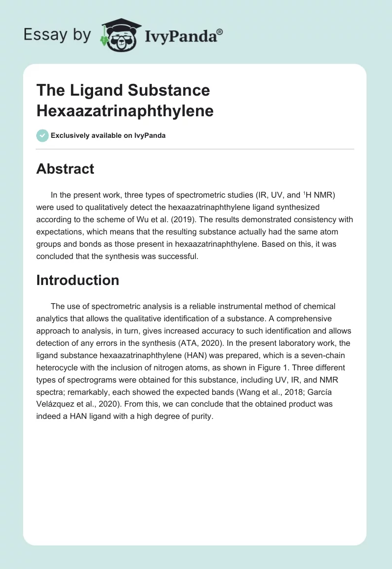 The Ligand Substance Hexaazatrinaphthylene. Page 1