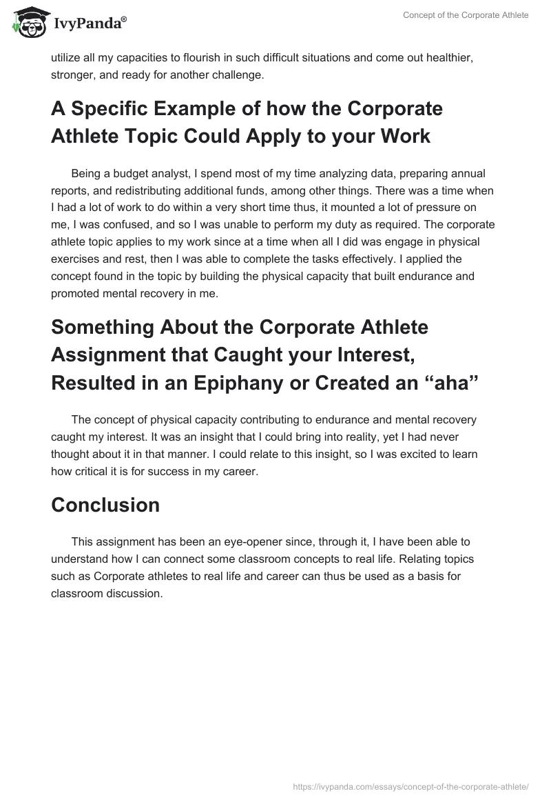 Concept of the Corporate Athlete. Page 2