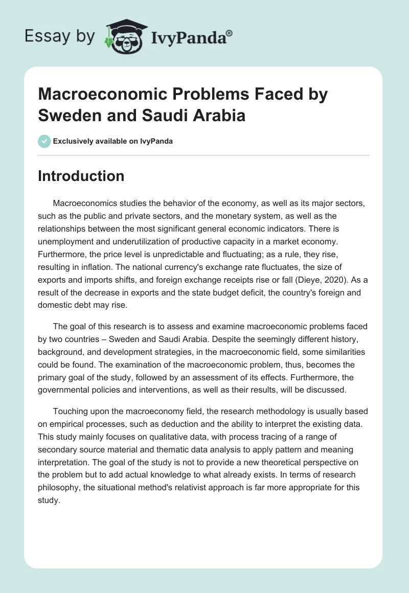 Macroeconomic Problems Faced by Sweden and Saudi Arabia. Page 1