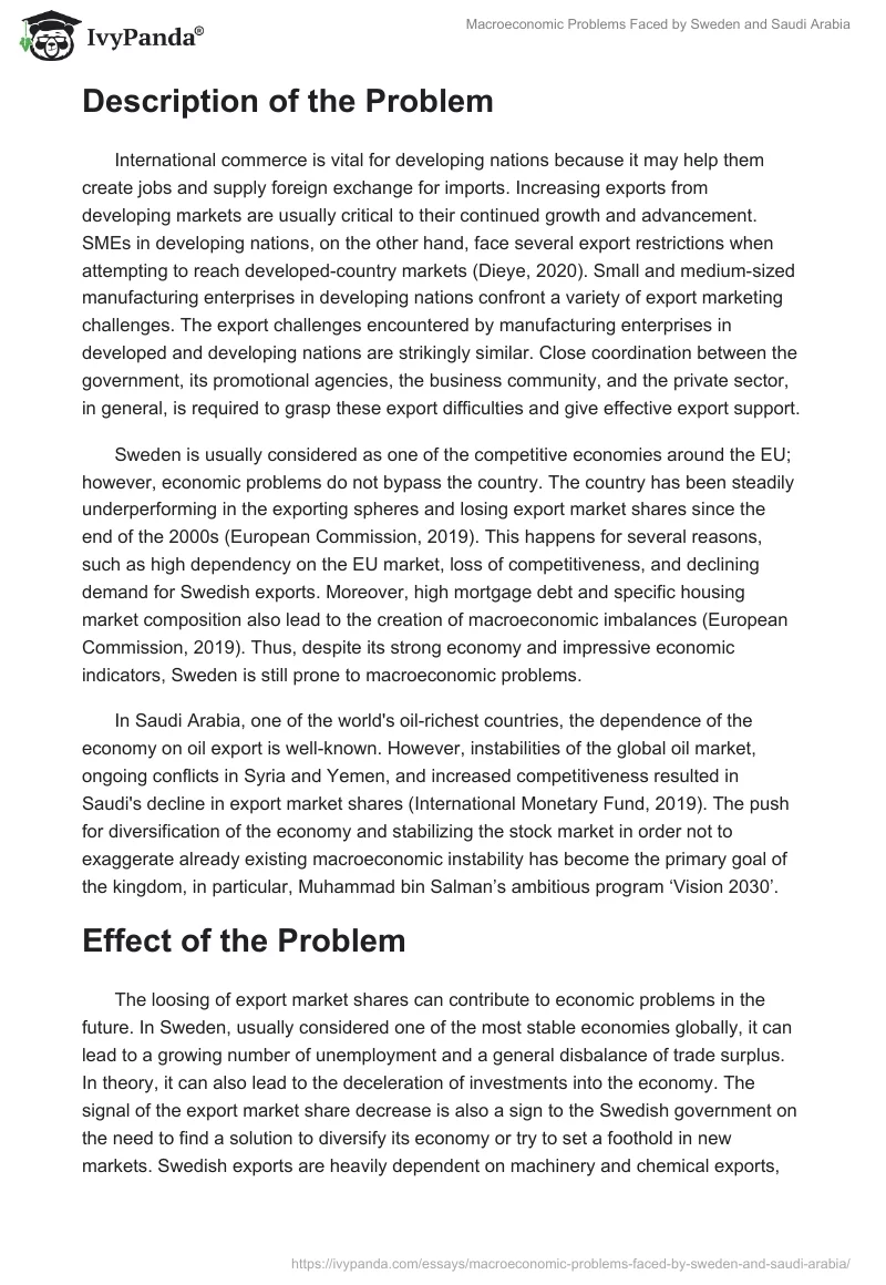 Macroeconomic Problems Faced by Sweden and Saudi Arabia. Page 2