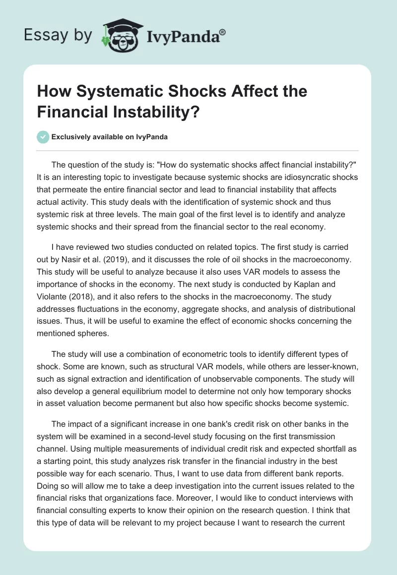 How Systematic Shocks Affect the Financial Instability?. Page 1