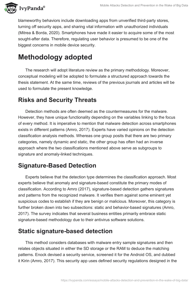 Mobile Attacks Detection and Prevention in the Wake of Big Data. Page 5