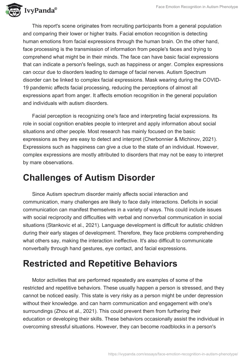 Face Emotion Recognition in Autism Phenotype. Page 2
