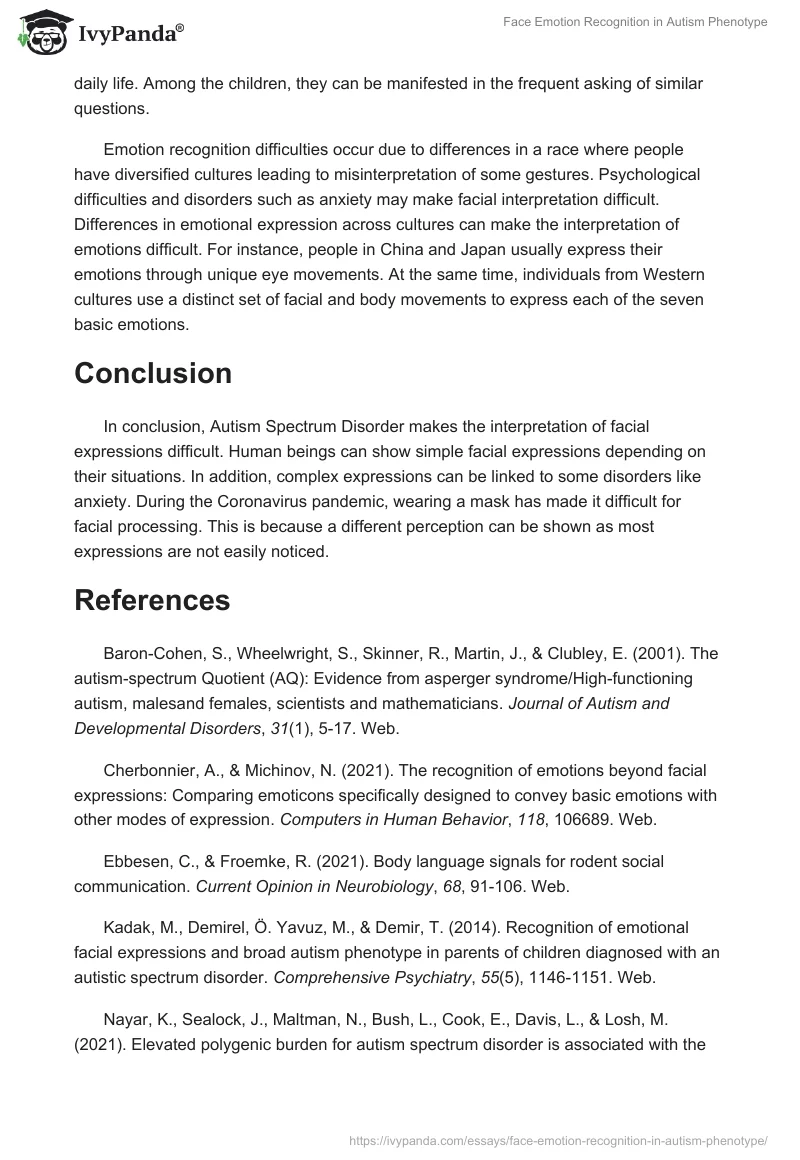 Face Emotion Recognition in Autism Phenotype. Page 3
