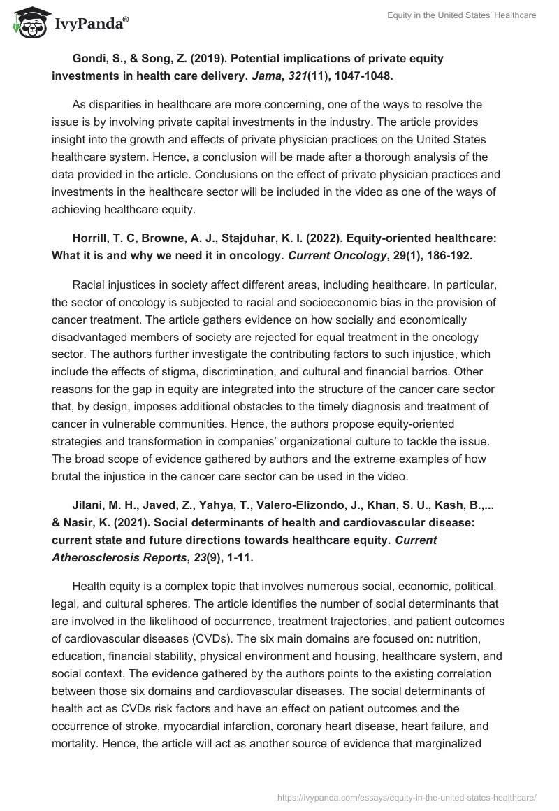 Equity in the United States' Healthcare. Page 2