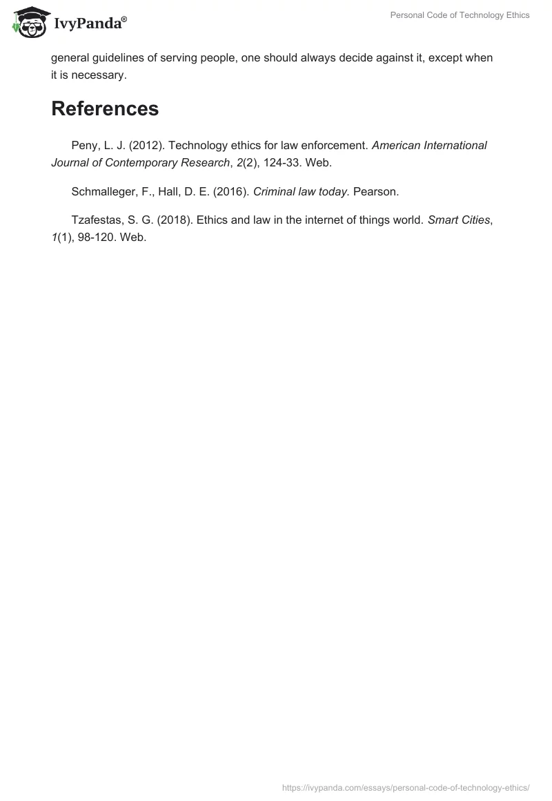 Personal Code of Technology Ethics. Page 3