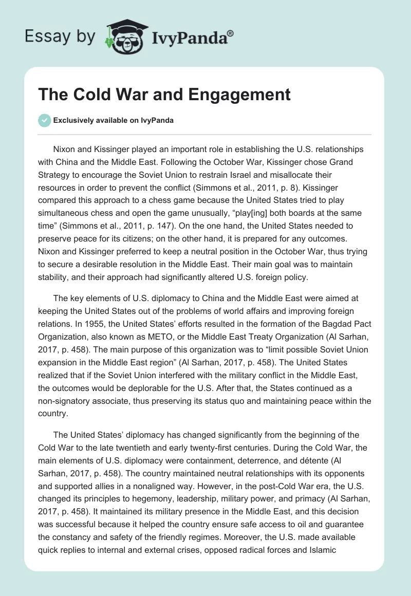 The Cold War and Engagement. Page 1