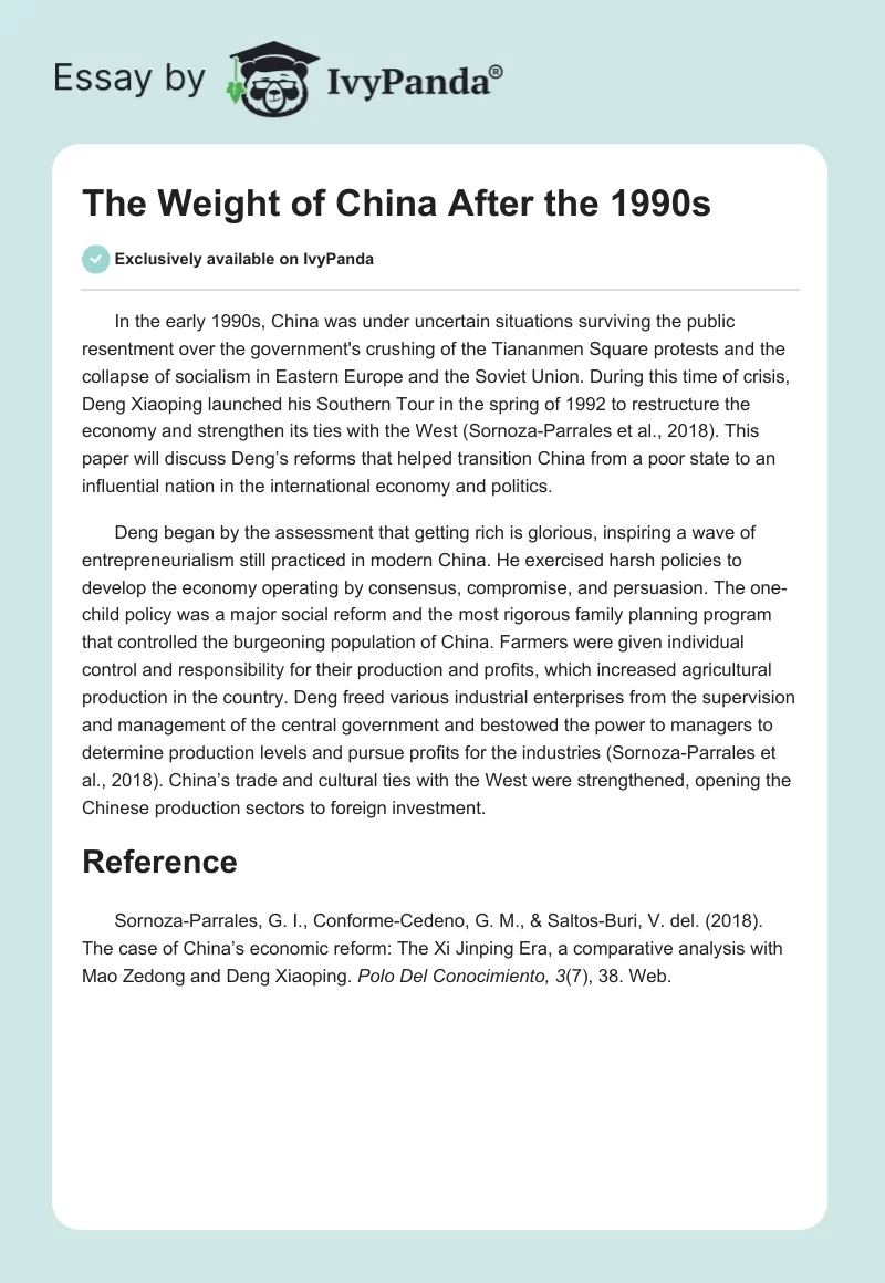 The Weight of China After the 1990s. Page 1