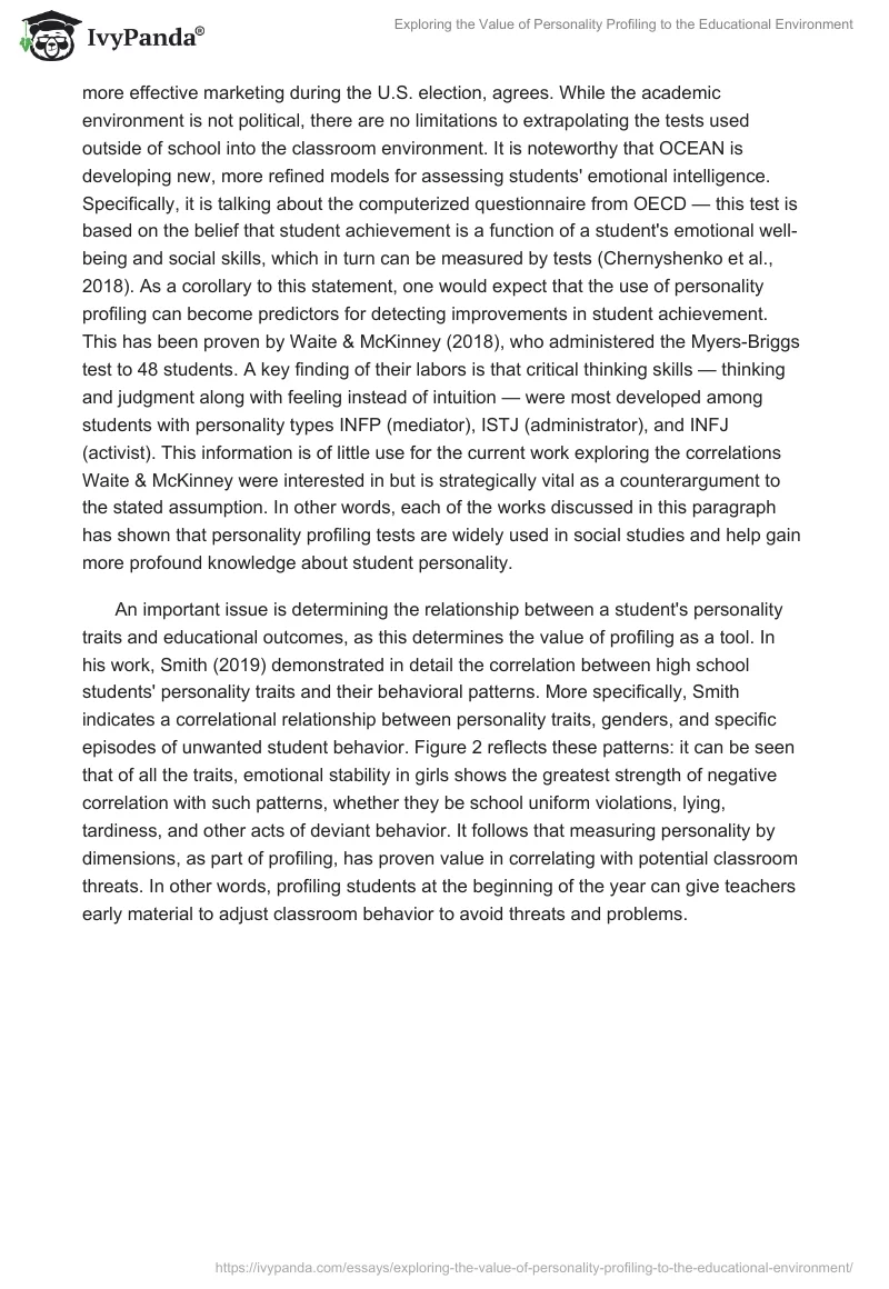 Exploring the Value of Personality Profiling to the Educational Environment. Page 4