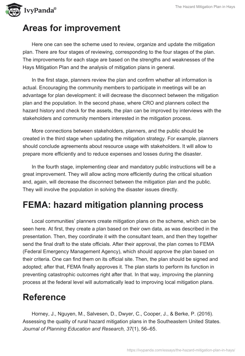 The Hazard Mitigation Plan in Hays. Page 4