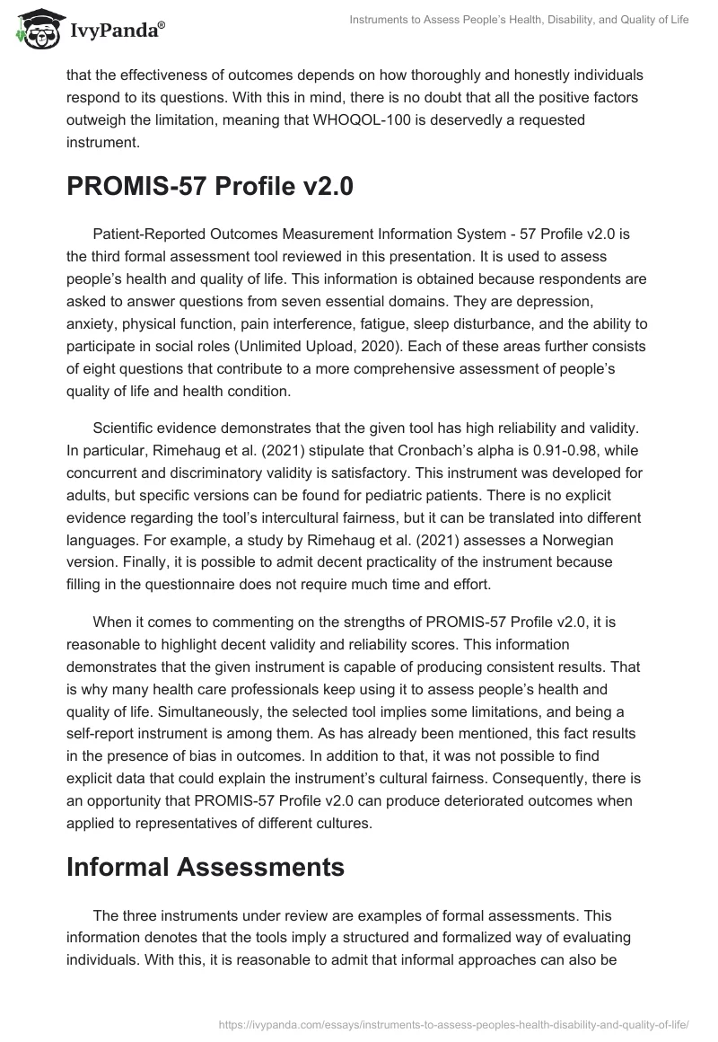 Instruments to Assess People’s Health, Disability, and Quality of Life. Page 3