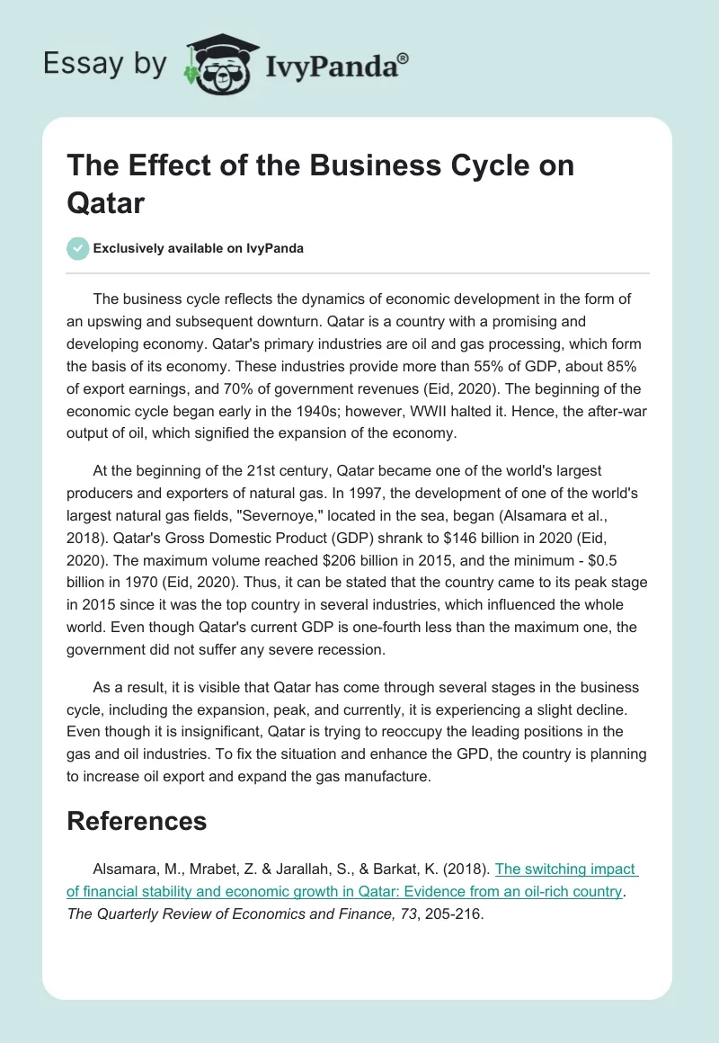 The Effect of the Business Cycle on Qatar. Page 1