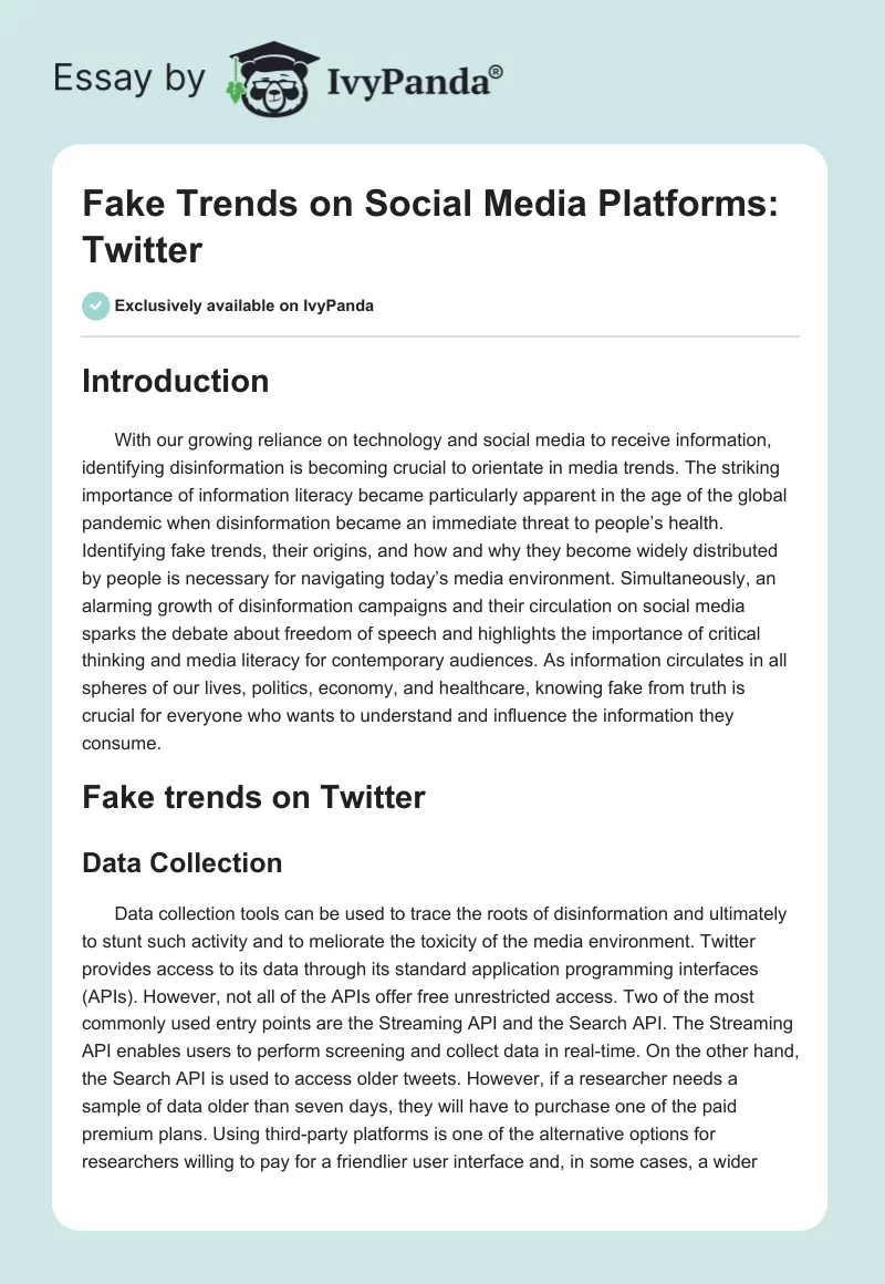 Fake Trends on Social Media Platforms: Twitter. Page 1
