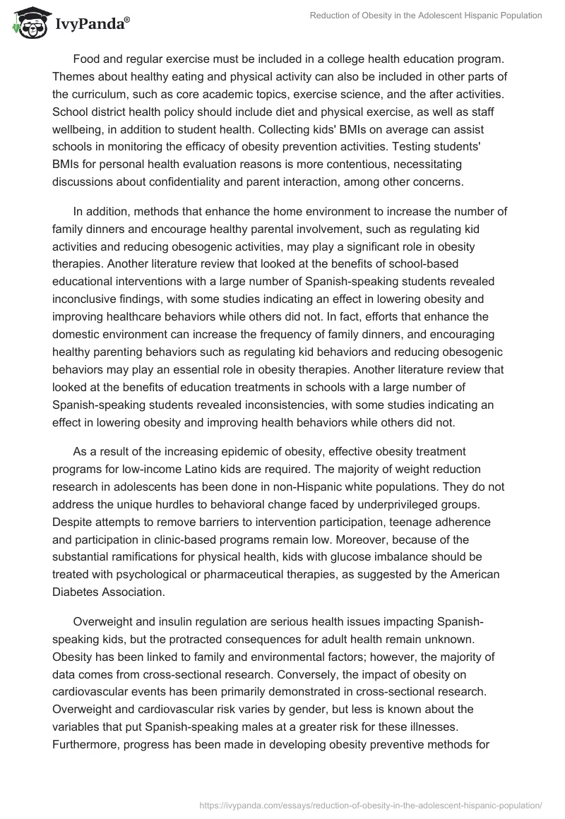 Reduction of Obesity in the Adolescent Hispanic Population. Page 5