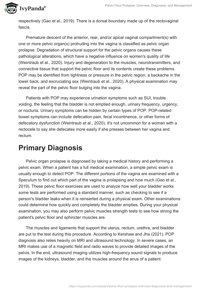 Pelvic Floor Prolapse: Overview, Diagnoses, and Management. Page 2