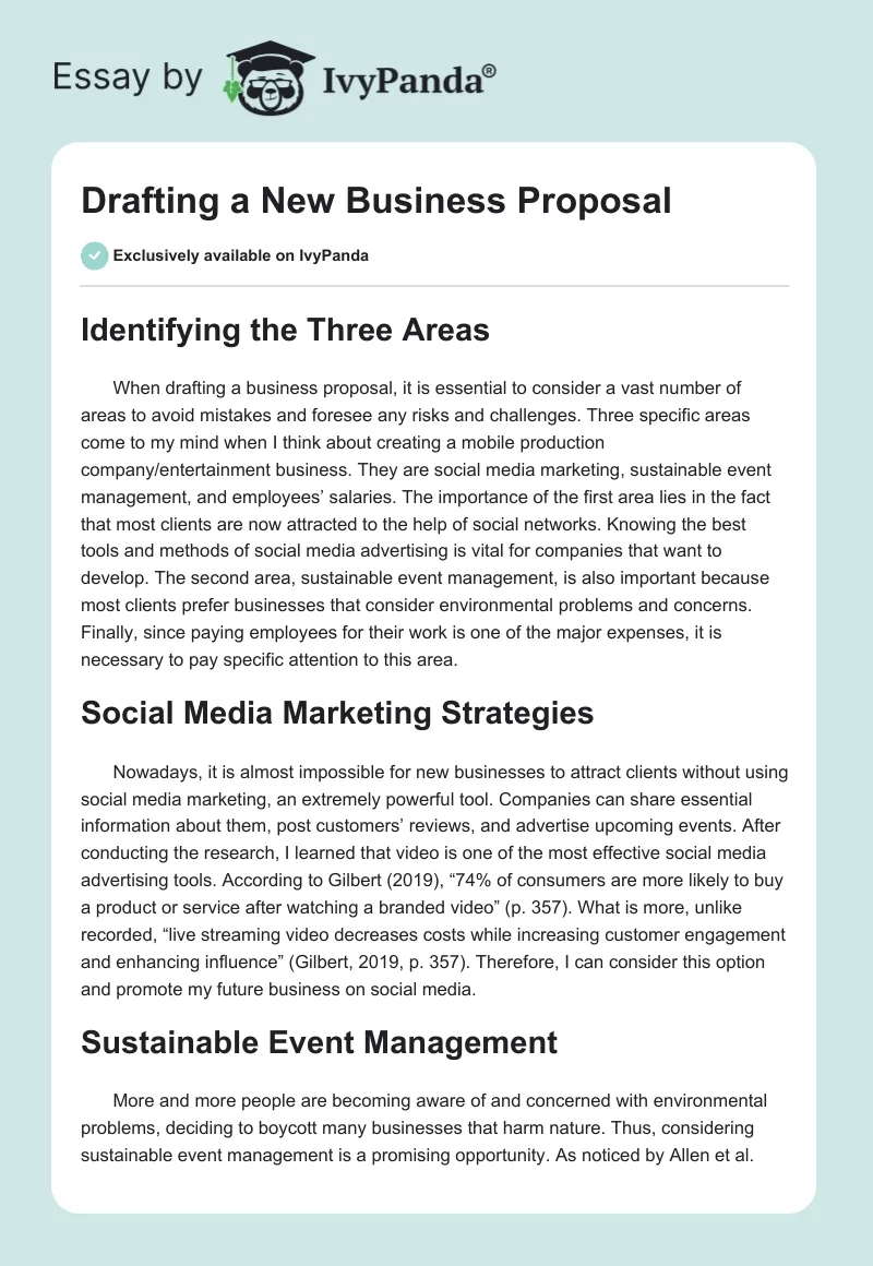 Drafting a New Business Proposal. Page 1